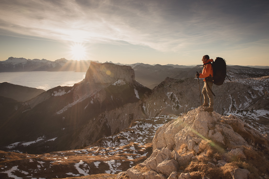 Lever de soleil sur le mont aiguille depuis le grand Veymont