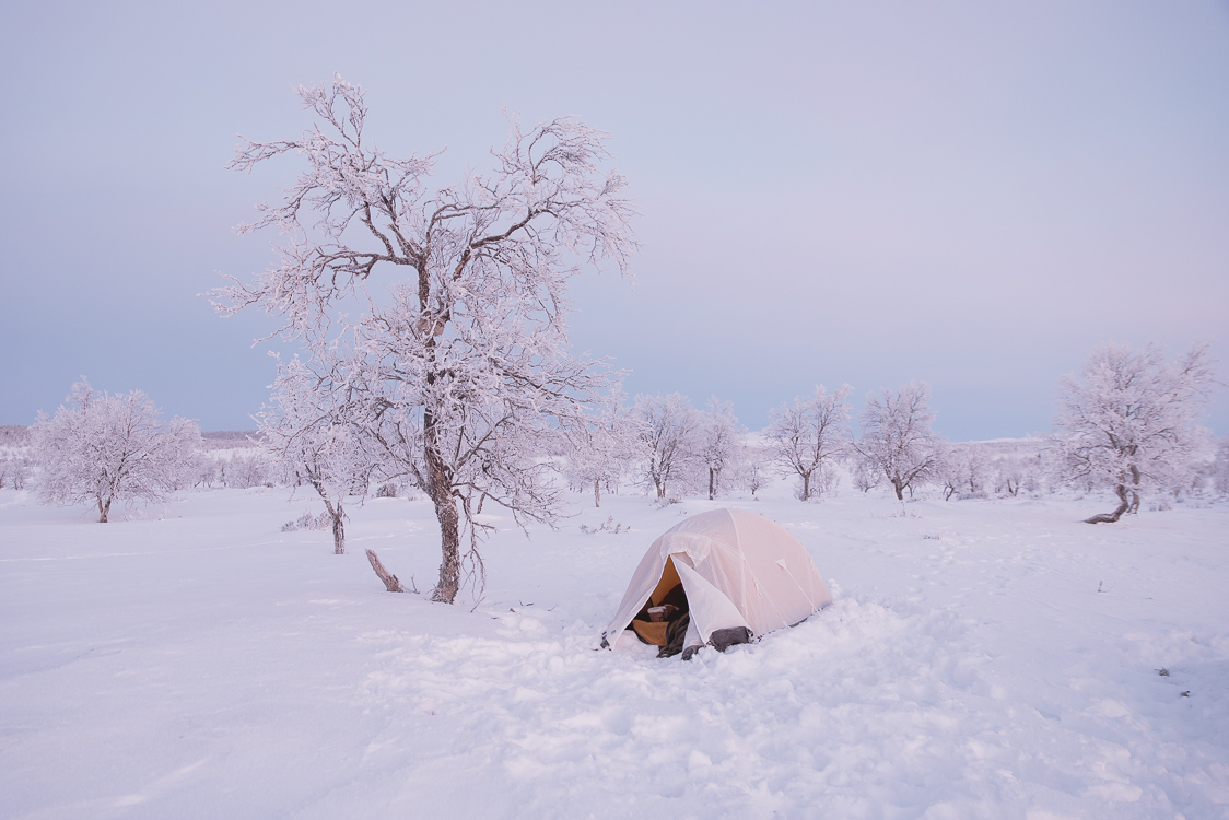 Campsite in Finland Lapland winter