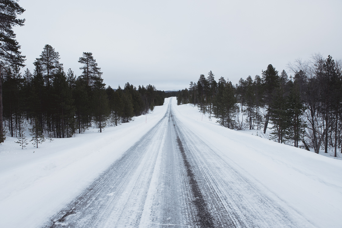 Route gelée Laponie Finlandaise