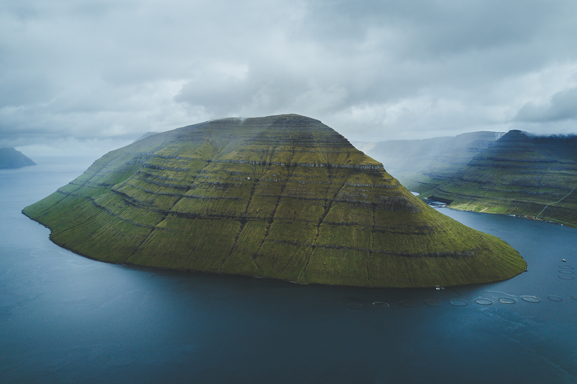 Drone view Klakkur Faroe Islands
